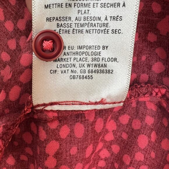 Anthropologie Holding Horses Red Patterned Sammie Button-Down Shirt Size 8 - Picture 7 of 7